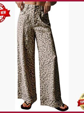 High Waisted Wide Leg Boyfriend Jeans Floral Print Boho Vintage Denim Pants